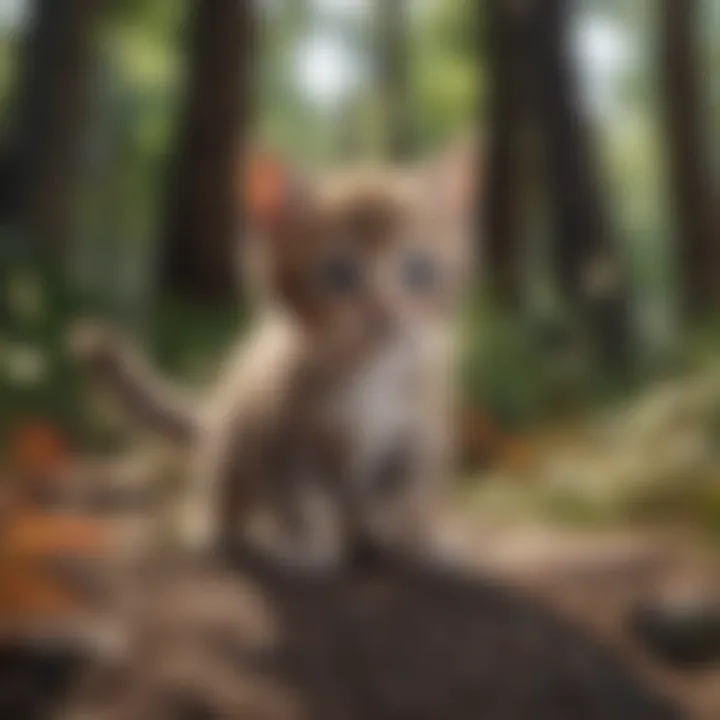 A curious kitten discovering its surroundings