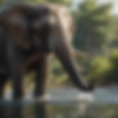 A majestic elephant playing in the water