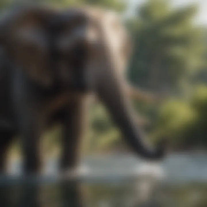 A majestic elephant playing in the water