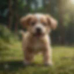 A playful puppy engaging in a fun activity