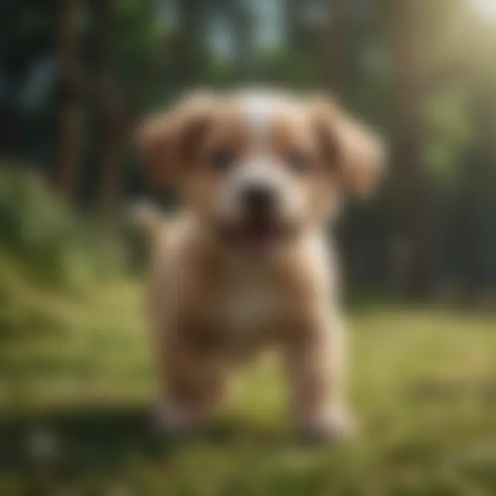 A playful puppy engaging in a fun activity