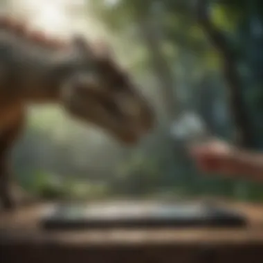 Children engaging with interactive dinosaur puzzles on a tablet