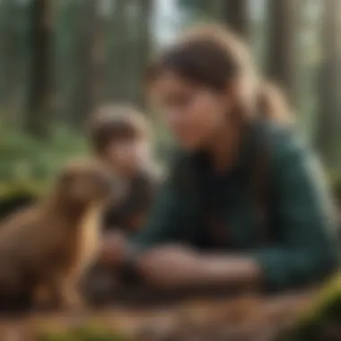 A parent and child interacting with educational content together