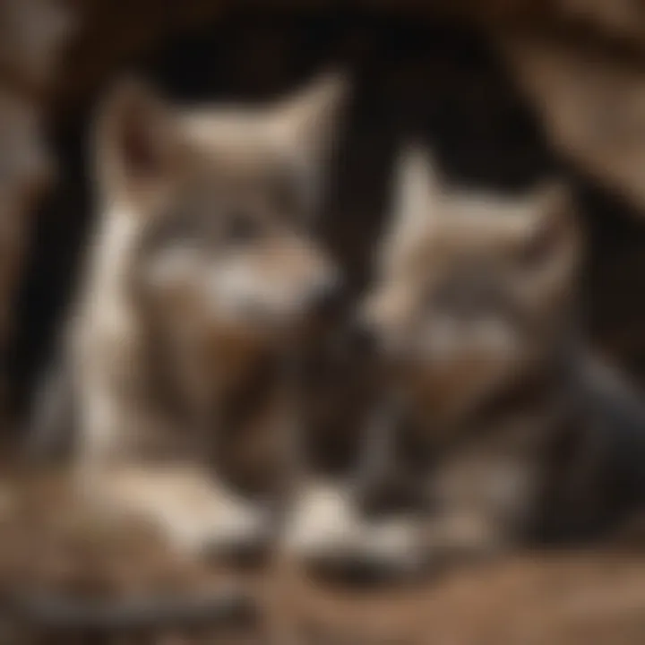 Playful Gray Wolf Pups Gray wolf pups playing together in a den