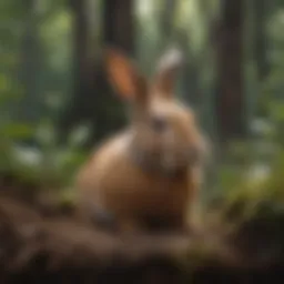 A curious rabbit exploring its natural habitat