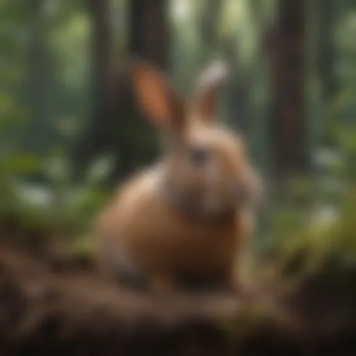 A curious rabbit exploring its natural habitat