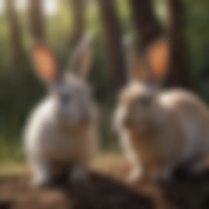 A playful group of rabbits showcasing their social behavior