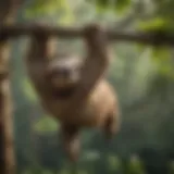 A sloth hanging lazily from a tree branch in its natural habitat.