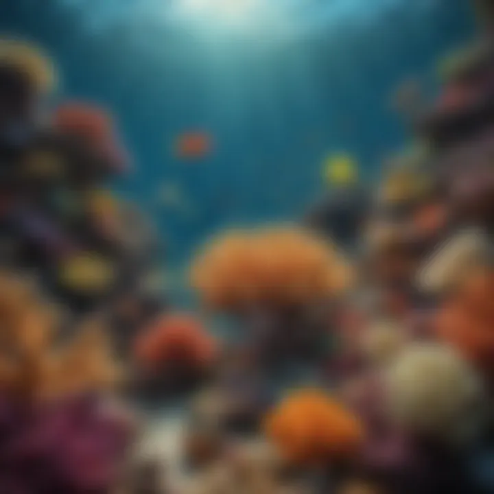 The vibrant colors of the Great Barrier Reef, teeming with marine life.