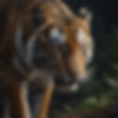 Tiger with enhanced night vision hunting prey