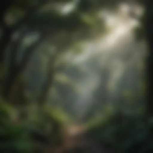 Diverse tree canopy of a tropical rainforest