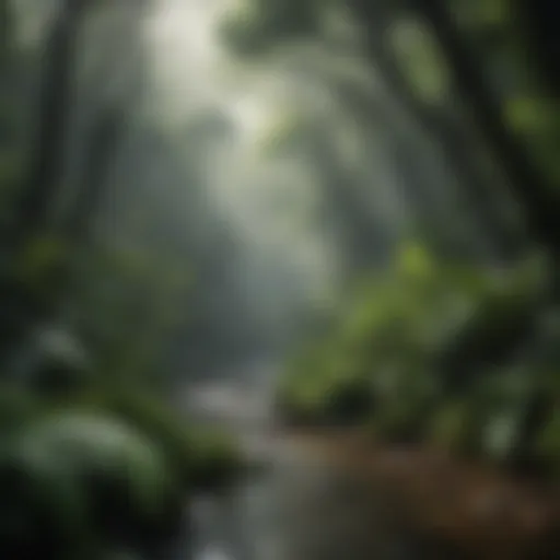 Lush greenery of a tropical rainforest