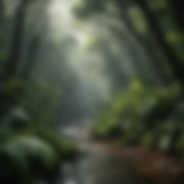 Lush greenery of a tropical rainforest
