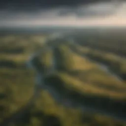 Aerial view of Ukraine's expansive land area