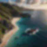 Aerial view of scenic coastline in the US Virgin Islands