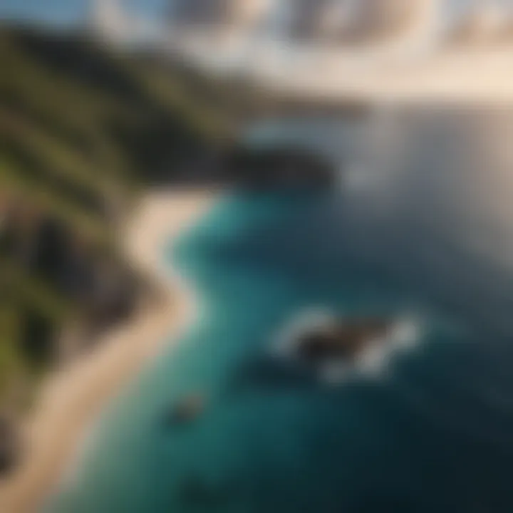 Aerial view of scenic coastline in the US Virgin Islands