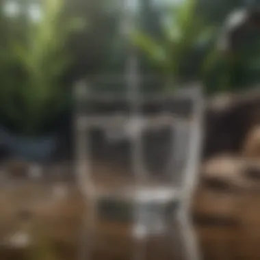 Clean water emerging from the filtration setup