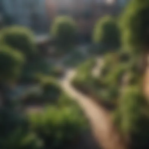 Aerial view of sustainable urban garden