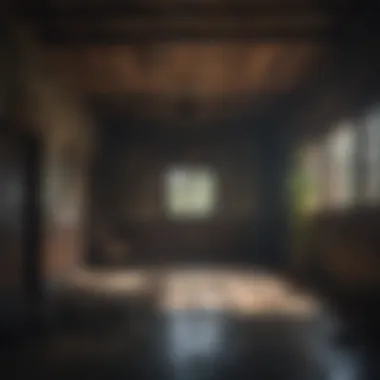 Haunted house with eerie shadows