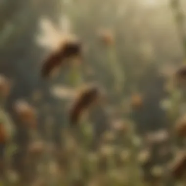 Close-up of bees performing waggle dance to communicate location of food source