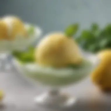 Zesty Lemon Basil Sorbet with artistic plating