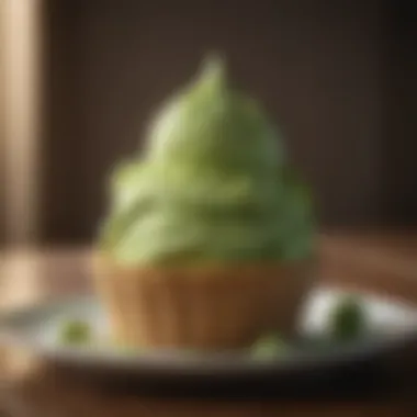 Vibrant Matcha Green Tea ice cream with artistic presentation