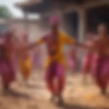Exuberant Holi Dancers in Motion