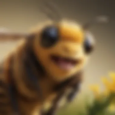 Happy Bee A cheerful bee with a smiling face and cartoonish features