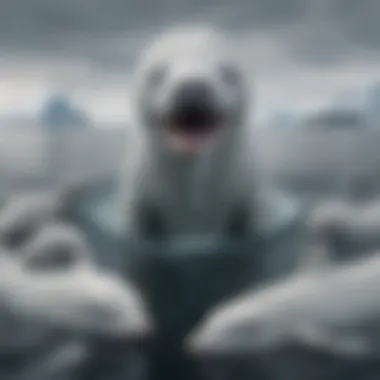 An illustration depicting the diet of beluga whales, highlighting their diverse feeding habits.