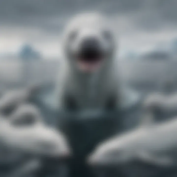 An illustration depicting the diet of beluga whales, highlighting their diverse feeding habits.