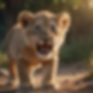 The Learning Journey of a Young Lion A lion cub learning to roar