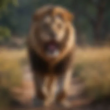 The Majestic Roar of the Lion A lion roaring powerfully in the wild