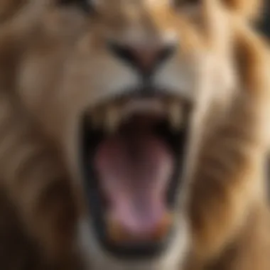 Close-up of a lion's vocal cords