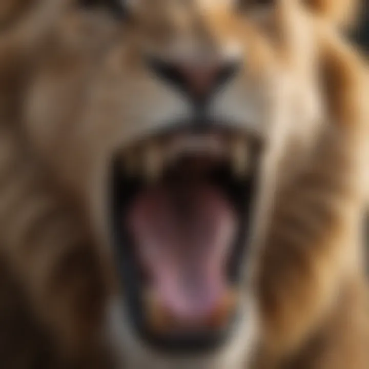 Close-up of a lion's vocal cords