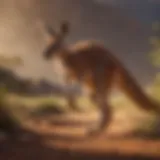 A vibrant kangaroo hopping through the Australian outback.