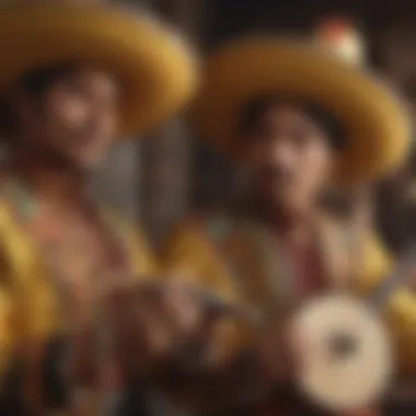 Traditional Mariachi band performing with vibrant costumes and musical instruments