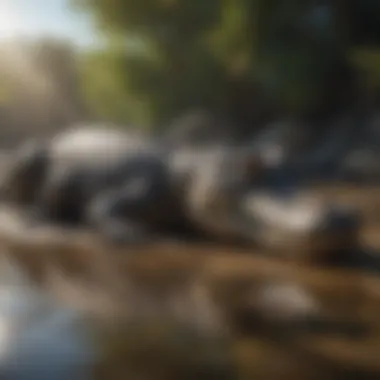 A saltwater crocodile basking in the sun