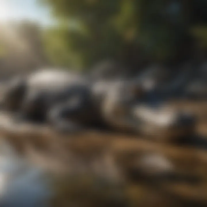 A saltwater crocodile basking in the sun