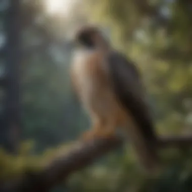Falcon in its Natural Habitat A falcon perched on a branch, blending seamlessly into its natural habitat.
