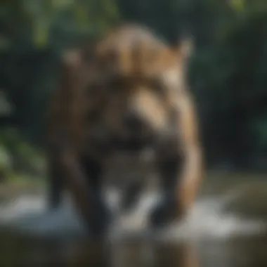 Jaguar Hunting in Water A jaguar hunting in the water, demonstrating its powerful hunting skills