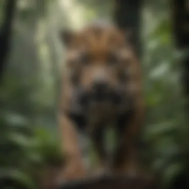 Majestic Jaguar in the Rainforest A majestic jaguar prowling through the dense rainforest undergrowth