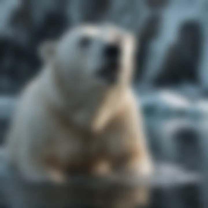 Polar bear swimming gracefully in icy waters