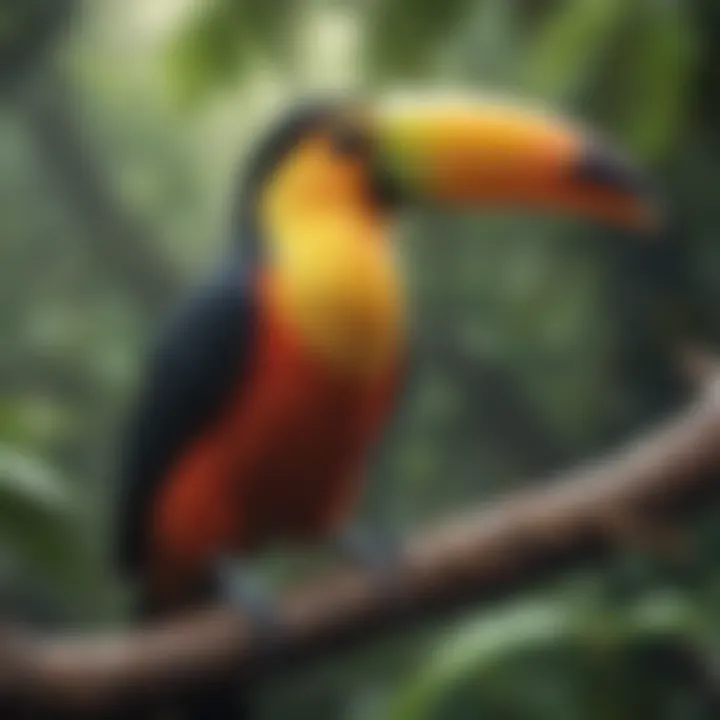 Colorful toucan perched on a branch