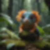 A vibrant rainforest filled with unusual plant species and curious creatures.