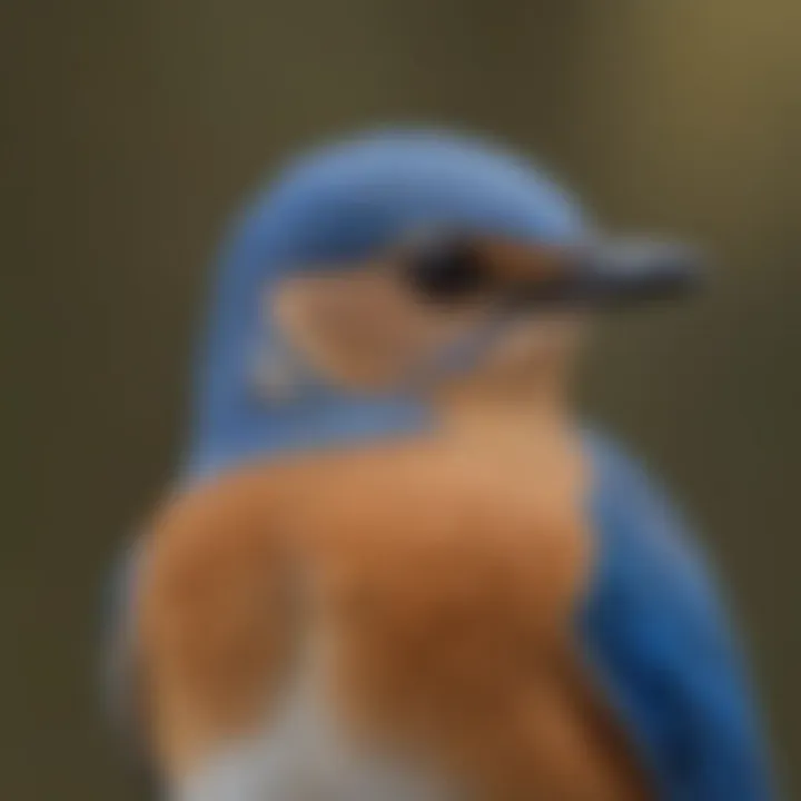 Close-up of Eastern Bluebird's vibrant plumage