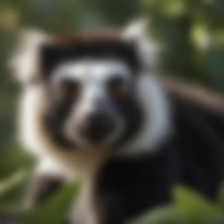 Playful Black-and-white Ruffed lemur socializing with its group