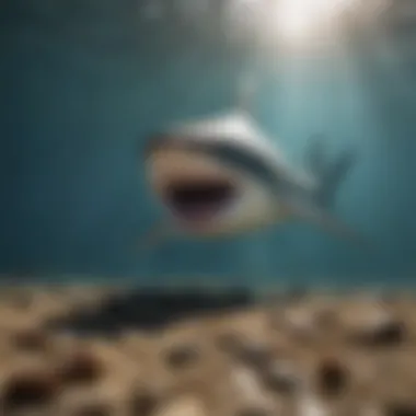 An action-packed illustration of a shark displaying its hunting behavior.
