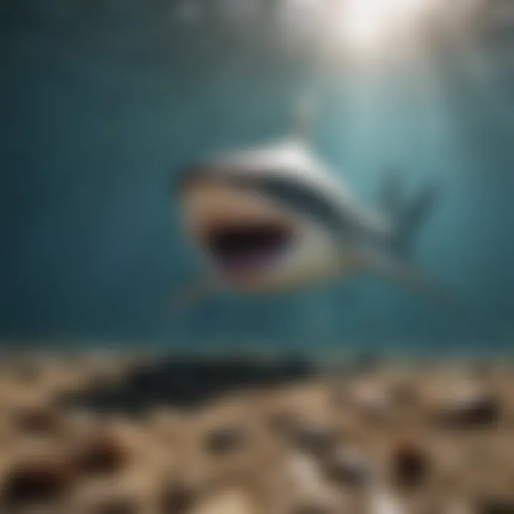 An action-packed illustration of a shark displaying its hunting behavior.