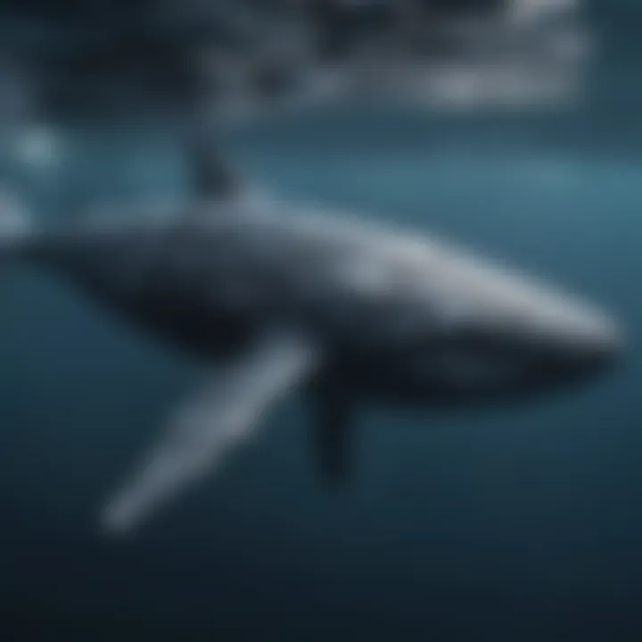 The Gentle Giant: Blue Whale A majestic blue whale swimming gracefully in the ocean depths