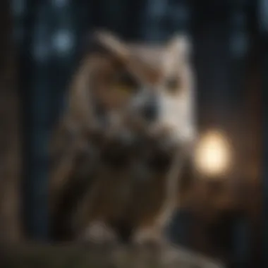 The Mysterious Owl A wise owl perched under the moonlight